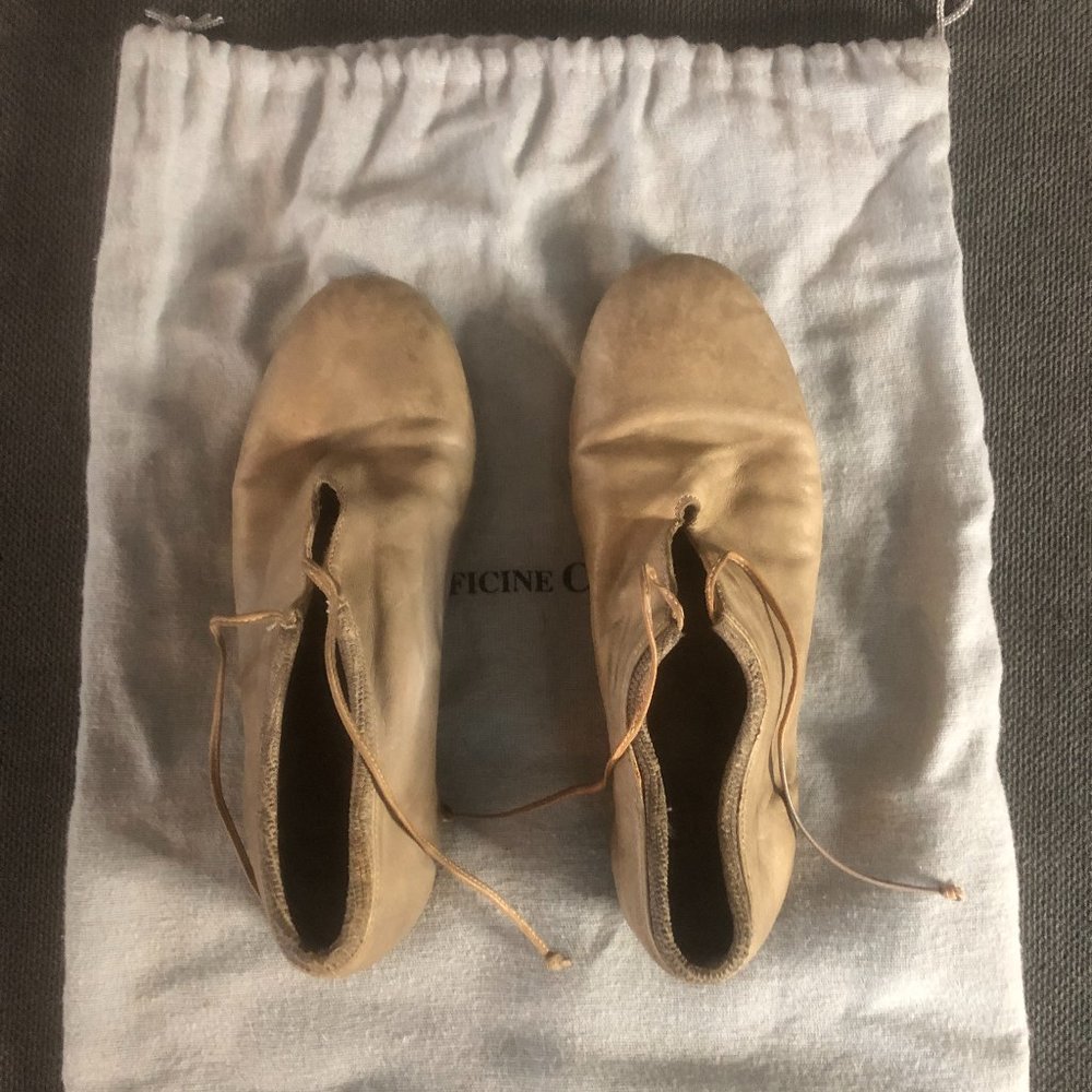 Handmade Gray Taupe Leather Women's Oxford Flats (Size 36.5 EU or 6.5 US)